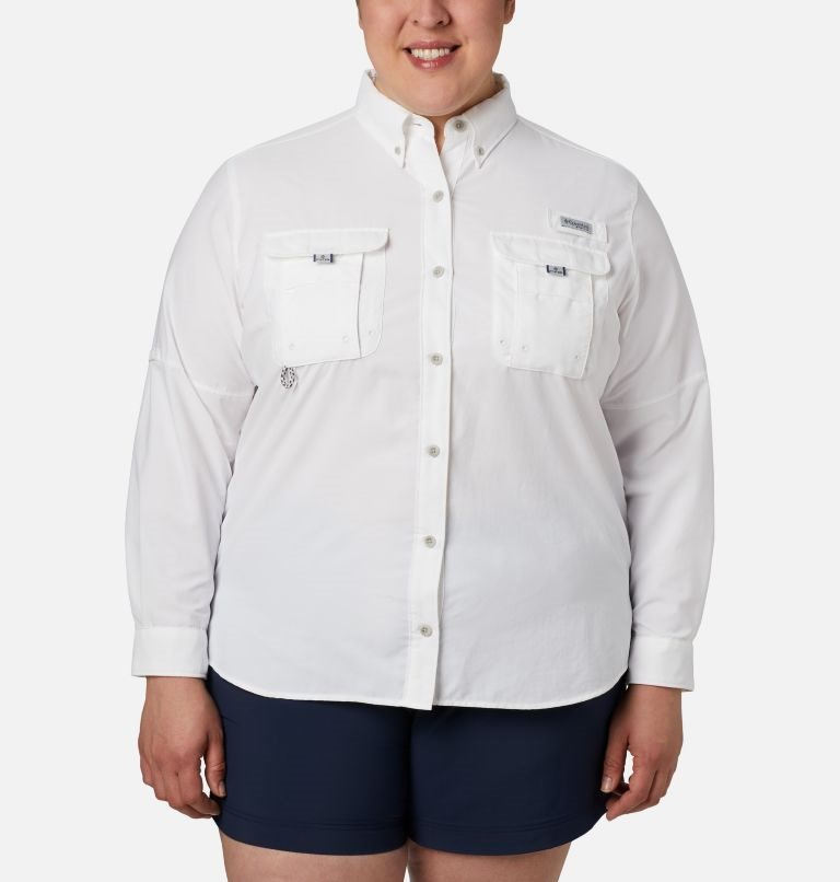 Camasa Columbia PFG Bahama Long Sleeve Dama Albi | Plus Size QCQS0719A